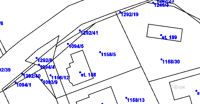 Parcela st. 1158/5 v KÚ Kaliště u Lipí, Katastrální mapa