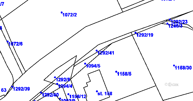 Parcela st. 1292/41 v KÚ Kaliště u Lipí, Katastrální mapa