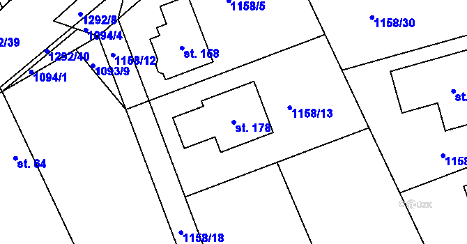 Parcela st. 178 v KÚ Kaliště u Lipí, Katastrální mapa