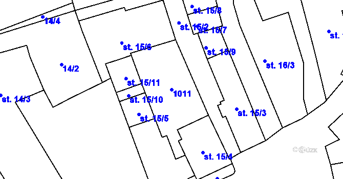 Parcela st. 1011 v KÚ Kvítkovice u Lipí, Katastrální mapa