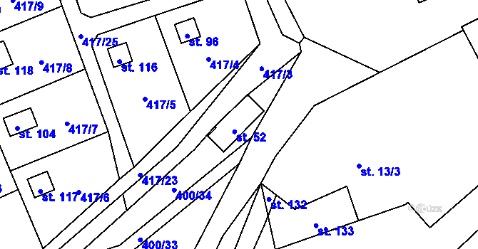Parcela st. 52 v KÚ Kvítkovice u Lipí, Katastrální mapa