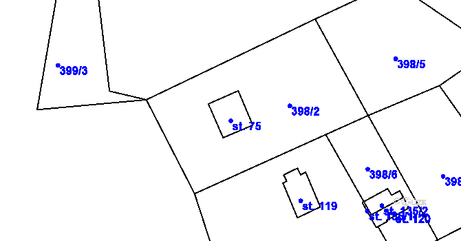 Parcela st. 75 v KÚ Kvítkovice u Lipí, Katastrální mapa