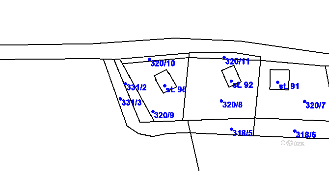 Parcela st. 95 v KÚ Kvítkovice u Lipí, Katastrální mapa