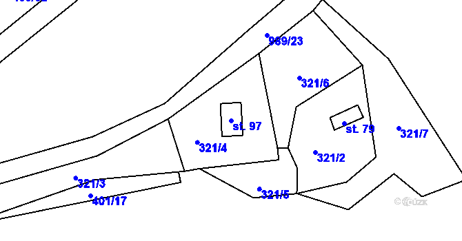 Parcela st. 97 v KÚ Kvítkovice u Lipí, Katastrální mapa