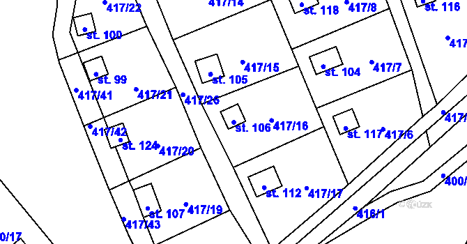Parcela st. 106 v KÚ Kvítkovice u Lipí, Katastrální mapa