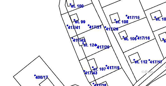 Parcela st. 124 v KÚ Kvítkovice u Lipí, Katastrální mapa