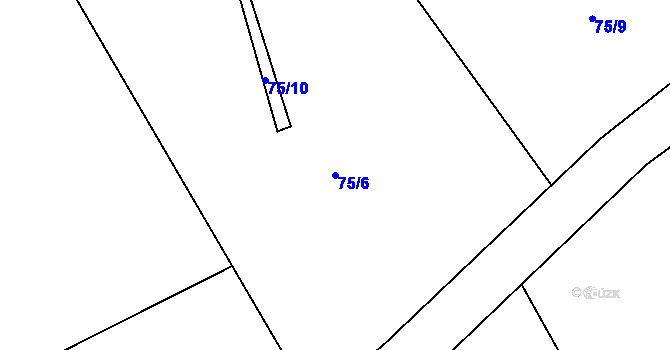 Parcela st. 75/6 v KÚ Kvítkovice u Lipí, Katastrální mapa