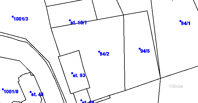 Parcela st. 94/2 v KÚ Kvítkovice u Lipí, Katastrální mapa