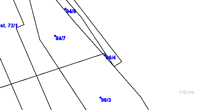 Parcela st. 96/4 v KÚ Kvítkovice u Lipí, Katastrální mapa