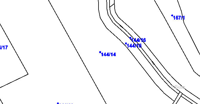 Parcela st. 144/14 v KÚ Kvítkovice u Lipí, Katastrální mapa