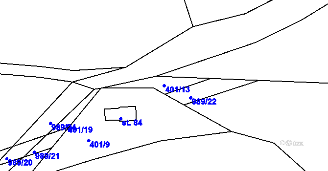 Parcela st. 401/13 v KÚ Kvítkovice u Lipí, Katastrální mapa