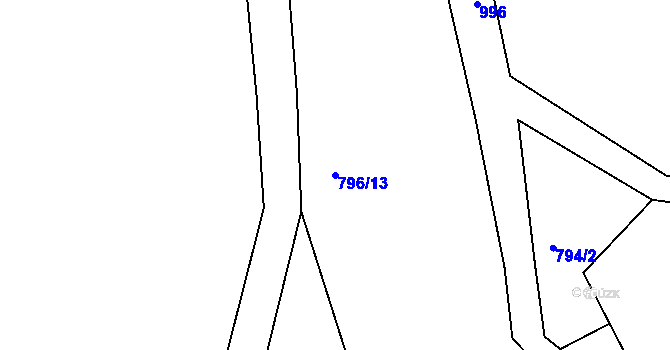 Parcela st. 796/13 v KÚ Kvítkovice u Lipí, Katastrální mapa