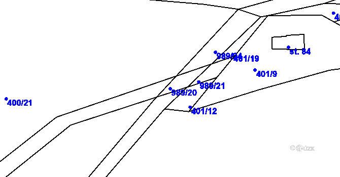 Parcela st. 989/20 v KÚ Kvítkovice u Lipí, Katastrální mapa