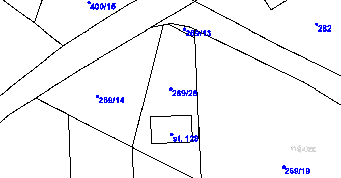 Parcela st. 269/28 v KÚ Kvítkovice u Lipí, Katastrální mapa