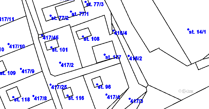 Parcela st. 127 v KÚ Kvítkovice u Lipí, Katastrální mapa