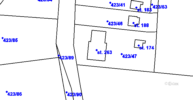Parcela st. 263 v KÚ Lipí, Katastrální mapa