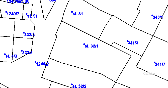 Parcela st. 32/1 v KÚ Lipí, Katastrální mapa