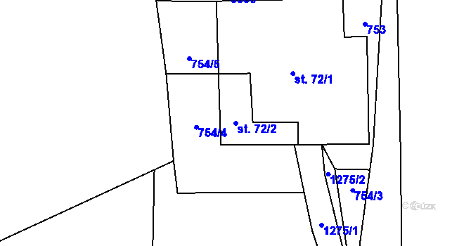 Parcela st. 72/2 v KÚ Lipí, Katastrální mapa