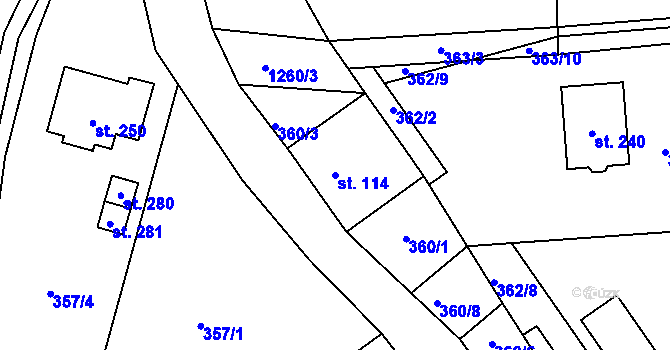 Parcela st. 114 v KÚ Lipí, Katastrální mapa