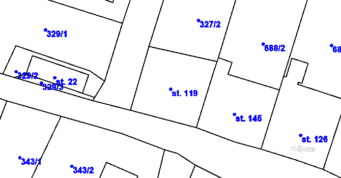Parcela st. 119 v KÚ Lipí, Katastrální mapa