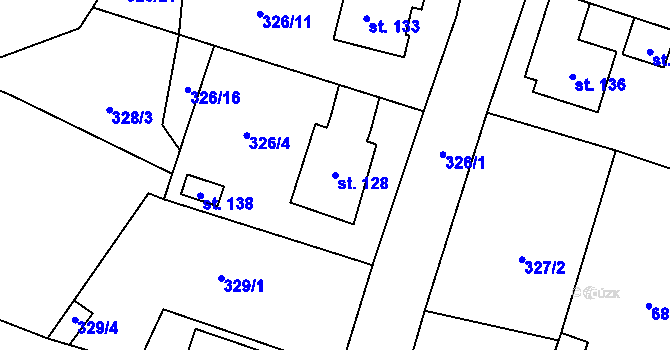 Parcela st. 128 v KÚ Lipí, Katastrální mapa