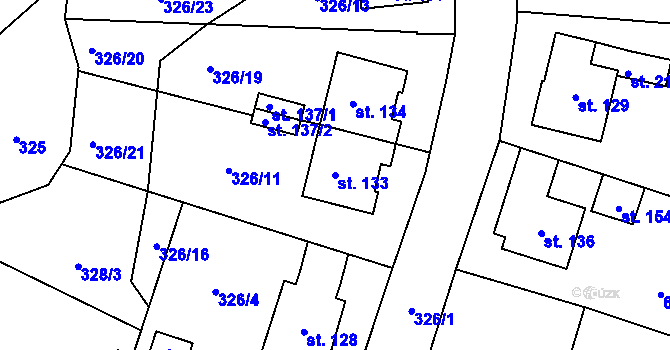 Parcela st. 133 v KÚ Lipí, Katastrální mapa