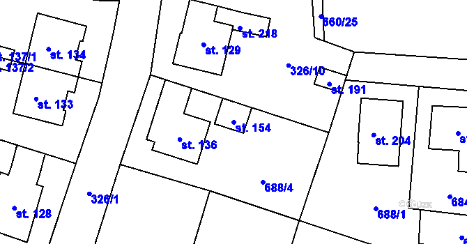 Parcela st. 154 v KÚ Lipí, Katastrální mapa