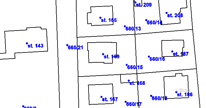 Parcela st. 169 v KÚ Lipí, Katastrální mapa