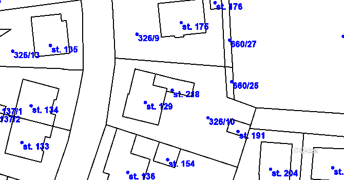 Parcela st. 218 v KÚ Lipí, Katastrální mapa