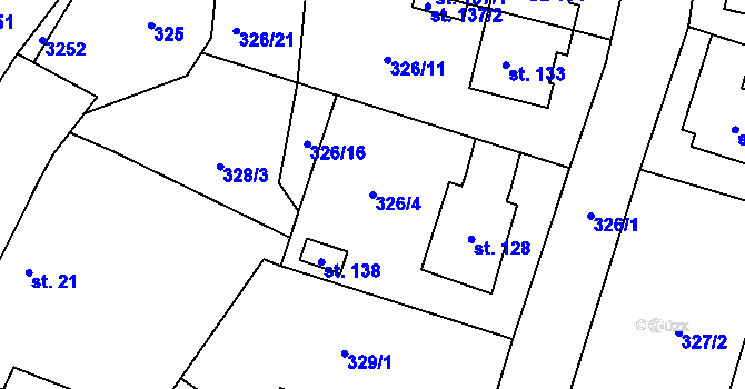 Parcela st. 326/4 v KÚ Lipí, Katastrální mapa