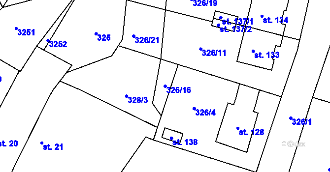 Parcela st. 326/16 v KÚ Lipí, Katastrální mapa