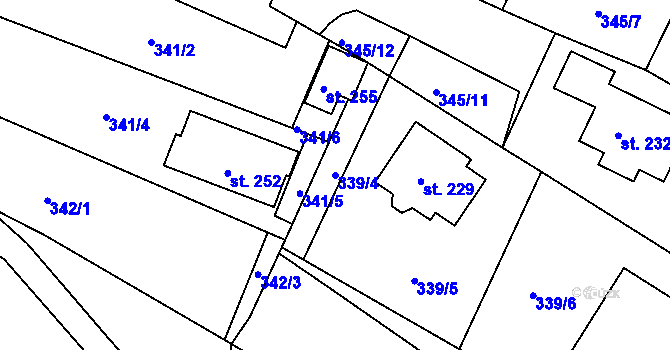 Parcela st. 339/4 v KÚ Lipí, Katastrální mapa
