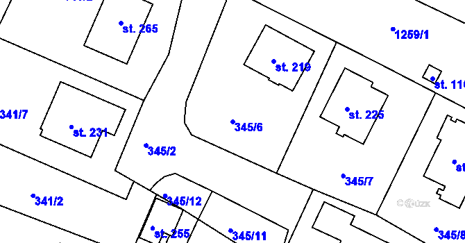 Parcela st. 345/6 v KÚ Lipí, Katastrální mapa