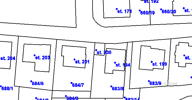 Parcela st. 230 v KÚ Lipí, Katastrální mapa