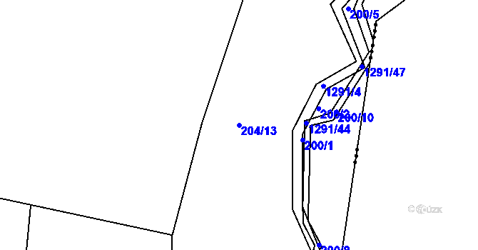 Parcela st. 204/13 v KÚ Lipí, Katastrální mapa