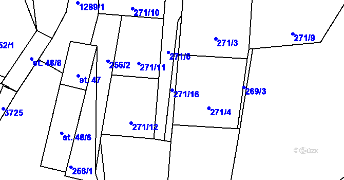 Parcela st. 271/16 v KÚ Lipí, Katastrální mapa
