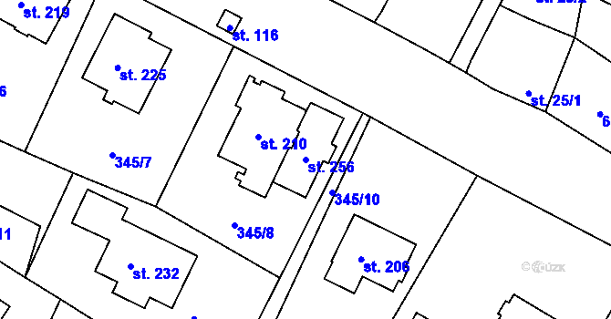 Parcela st. 256 v KÚ Lipí, Katastrální mapa