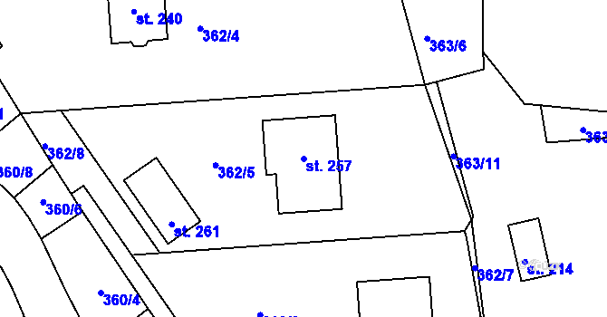 Parcela st. 257 v KÚ Lipí, Katastrální mapa