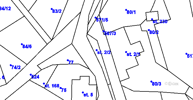 Parcela st. 2/2 v KÚ Lipí u Náchoda, Katastrální mapa