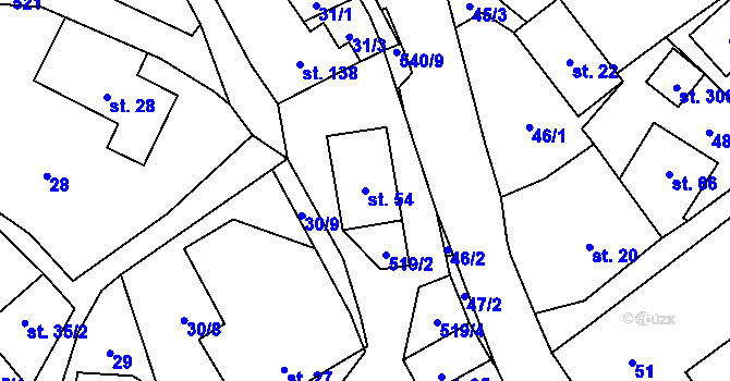 Parcela st. 54 v KÚ Lipí u Náchoda, Katastrální mapa