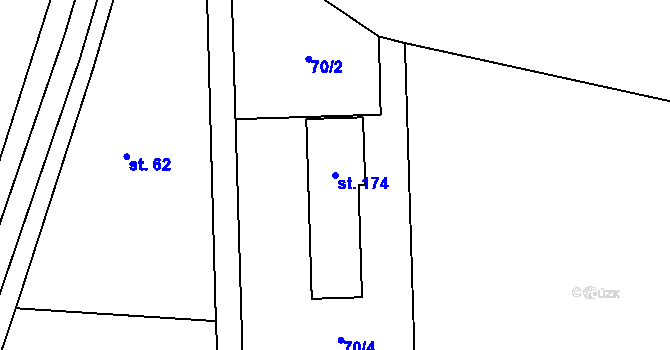 Parcela st. 174 v KÚ Lipí u Náchoda, Katastrální mapa
