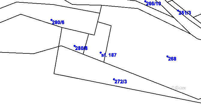 Parcela st. 187 v KÚ Lipí u Náchoda, Katastrální mapa