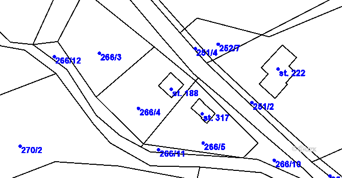 Parcela st. 188 v KÚ Lipí u Náchoda, Katastrální mapa