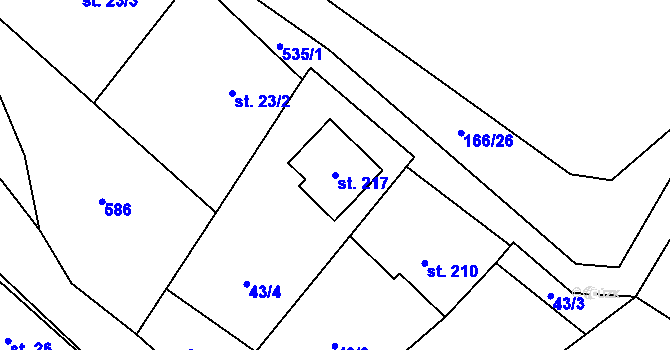 Parcela st. 217 v KÚ Lipí u Náchoda, Katastrální mapa