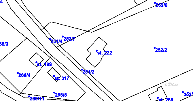 Parcela st. 222 v KÚ Lipí u Náchoda, Katastrální mapa