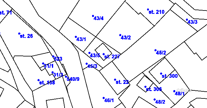 Parcela st. 227 v KÚ Lipí u Náchoda, Katastrální mapa