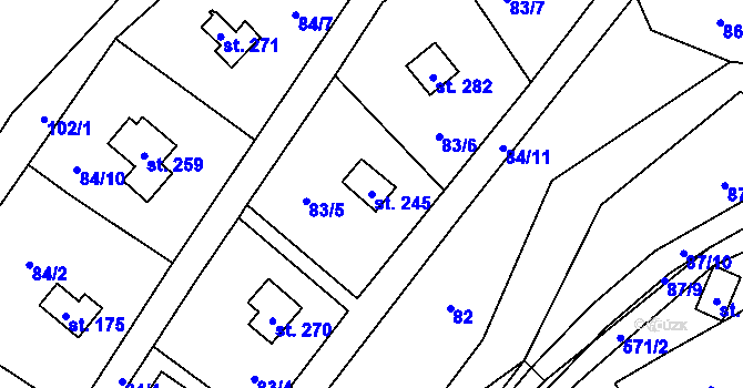 Parcela st. 245 v KÚ Lipí u Náchoda, Katastrální mapa