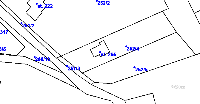 Parcela st. 265 v KÚ Lipí u Náchoda, Katastrální mapa