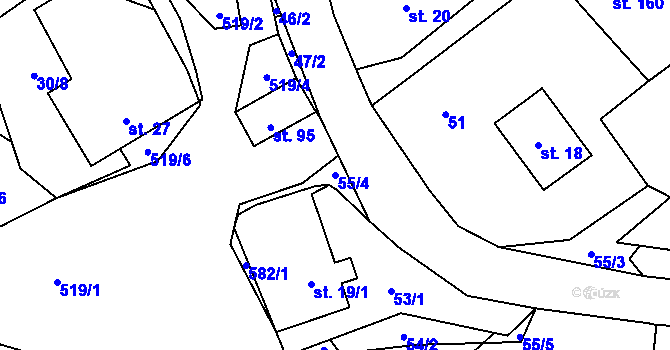 Parcela st. 55/4 v KÚ Lipí u Náchoda, Katastrální mapa