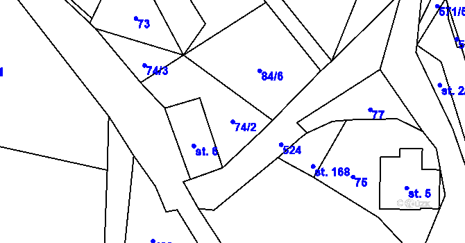 Parcela st. 74/2 v KÚ Lipí u Náchoda, Katastrální mapa